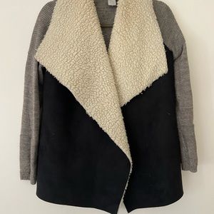 Design History faux suede and fleece sweater jacket